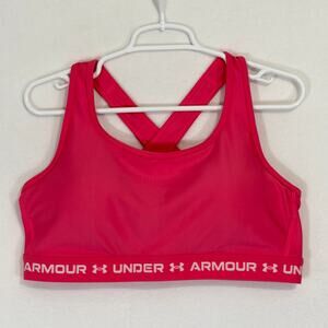 Under Armour Sport Bra Womens Plus Size 2X Pink Crossback Pullover Padded